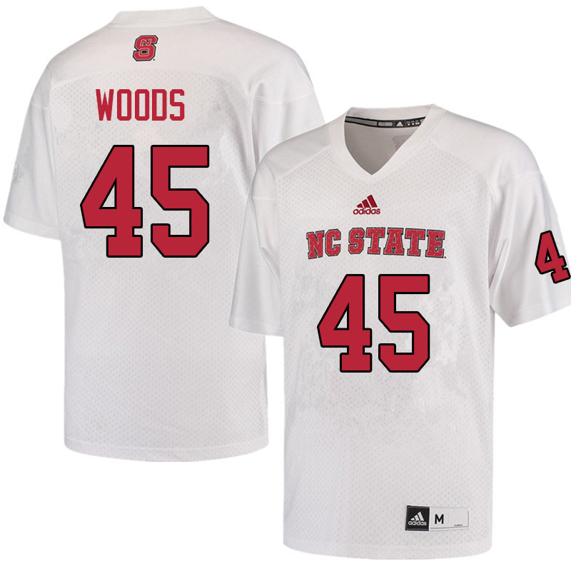 Men #45 Camden Woods NC State Wolfpack College Football Jerseys Sale-White - Click Image to Close